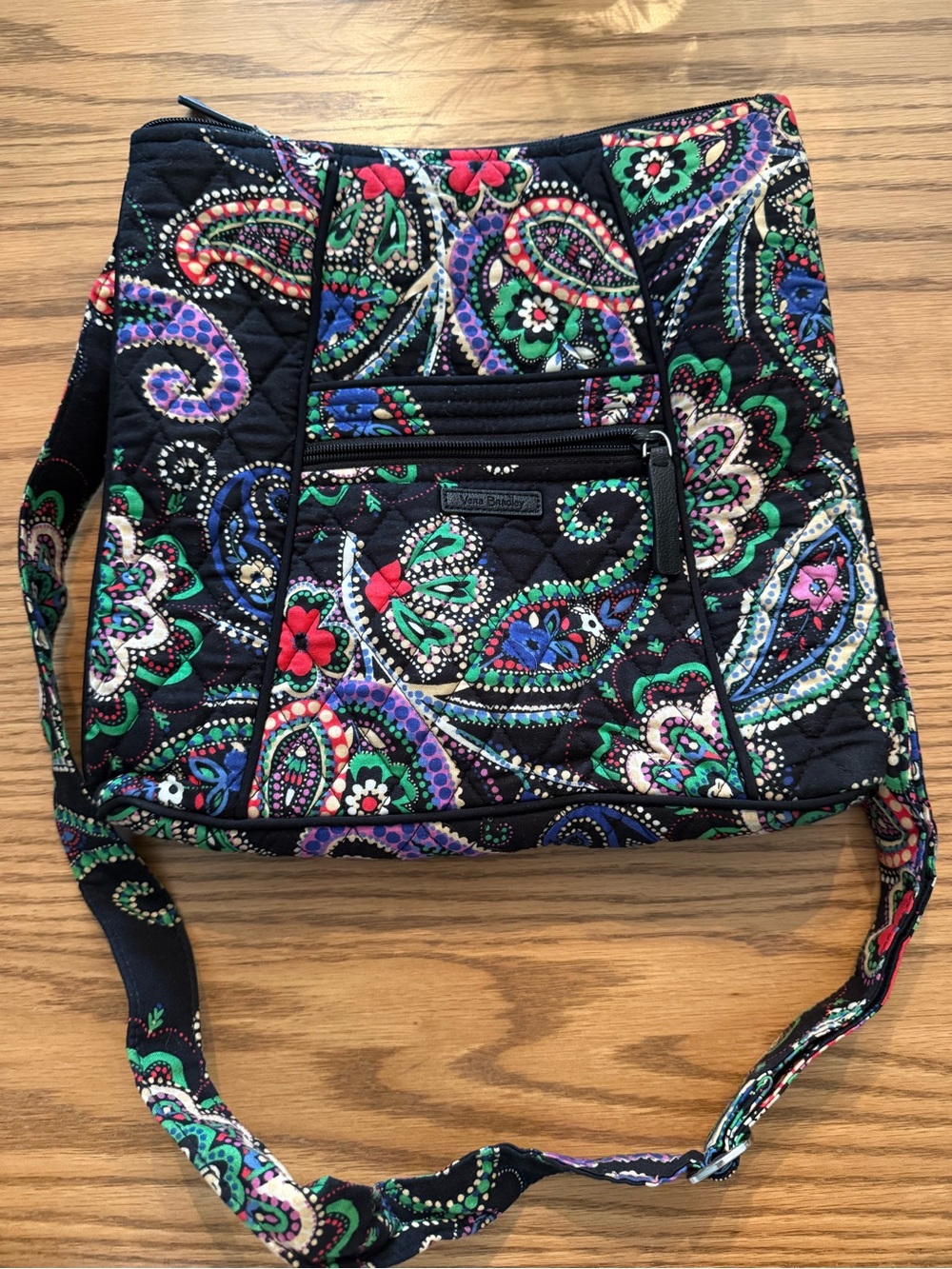 Vera Bradley Black Quilted Crossbody with Multicolor Paisley
